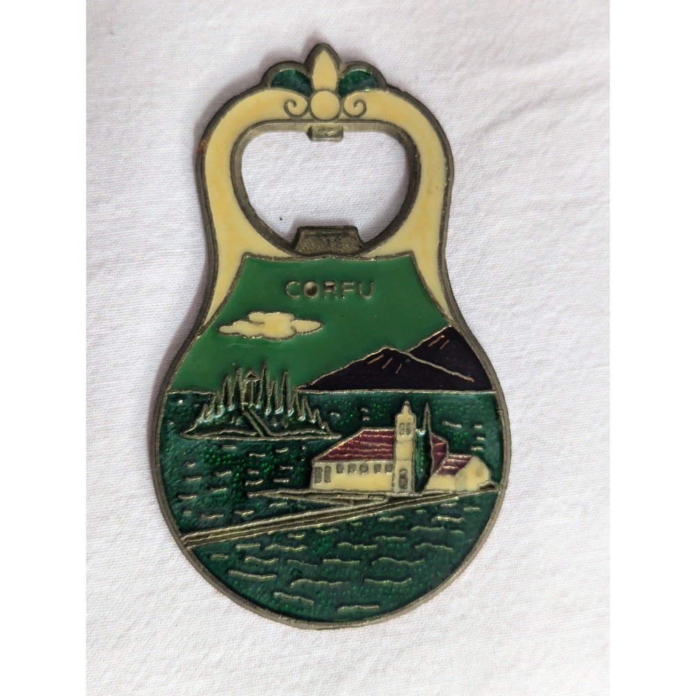 Vintage Corfu‎ Greece souvenir scenery collectible Bottle beer soda opener